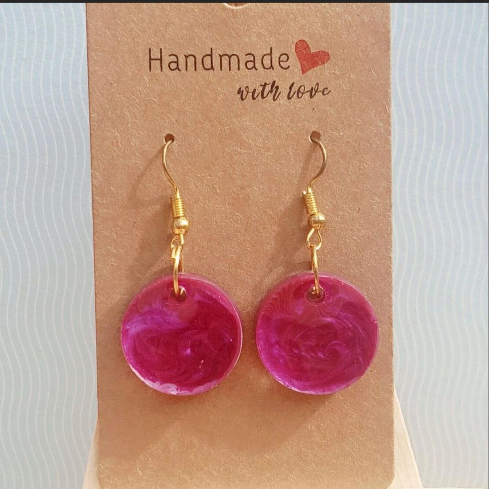 Fuchsia pink round earrings – photo 2